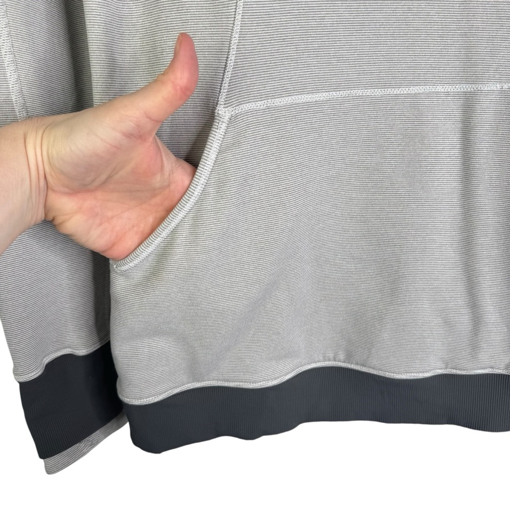 Lululemon Base Runner Hoodie Workout Wee Stripe White Heathered Medium Grey 8 - Picture 6 of 13